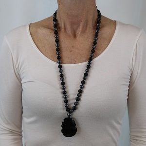 Hematite and black onyx necklace